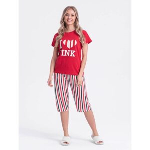 Módne červené dámske pyžamo ULR279