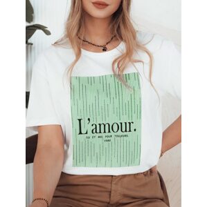 Dámske biele tričko ladené do zelena Lamour