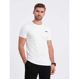 Jedinečné biele bavlnené tričko s nášivkou V5 TSCT-0151