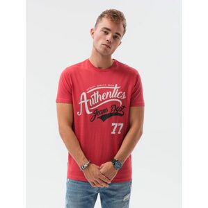 Červené tričko s nápisom Authentics S1434 V-22A
