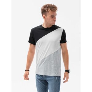Štýlové čierno-šedo melírované tričko S1627