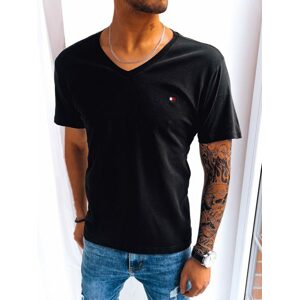 Trendy čierne pánske tričko s V-výstrihom