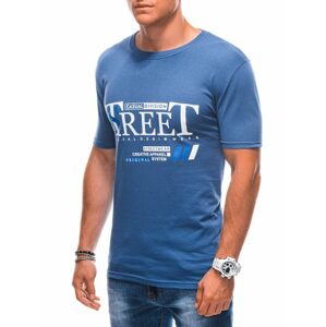 Jedinečné modré tričko s nápisom street S1894