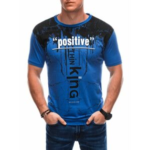 Originálne modré tričko s nápisom POSITIVE S1918